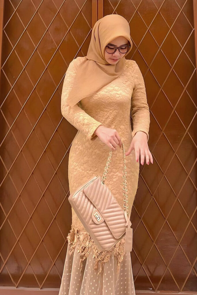 Gamis Batik Brokat modern selebgram seksi marfamoela